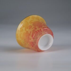 Bottom view of autumn glow porcelain horseshoe cup showing base craftsmanship