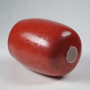 Top opening detail of red carved porcelain lampshade lying down