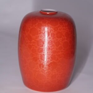 Side view of palace red carved porcelain lantern lampshade