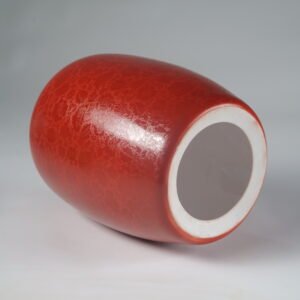 Bottom opening view showing white inner rim of red porcelain lampshade