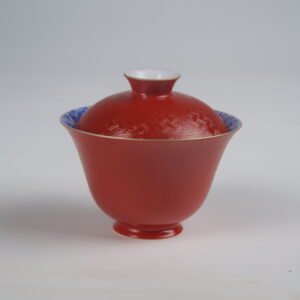 The Palace Red Elegant Charm Gaiwan cup with lid shown without the saucer on a plain white background.