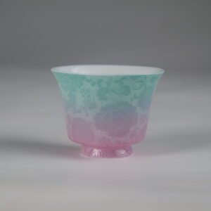 Spring glow green and pink gradient porcelain horseshoe tea cup