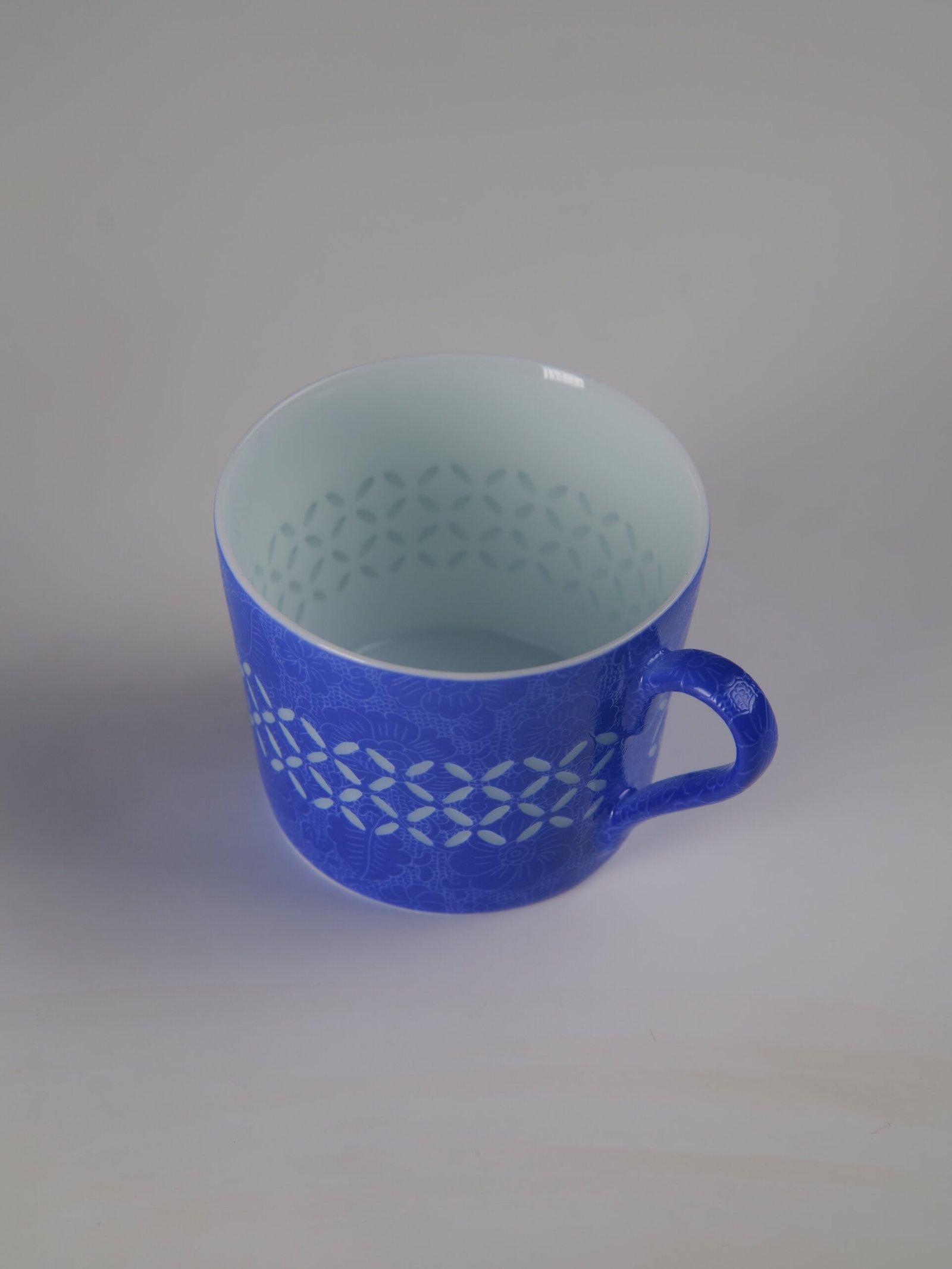 Ultramarine Coffee Cup – Interior View Top view showing interior of ultramarine porcelain coffee cup